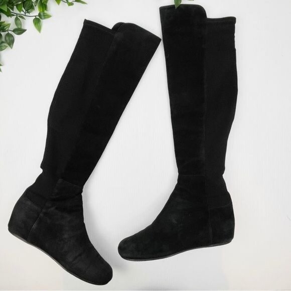 Stuart Weitzman lander otk anthracite suede wedge boots SW68376  size 7.5 - Picture 2 of 9